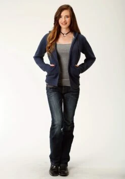 Ouray Womens Navy Heather 100% Cotton USA Zip Hoodie