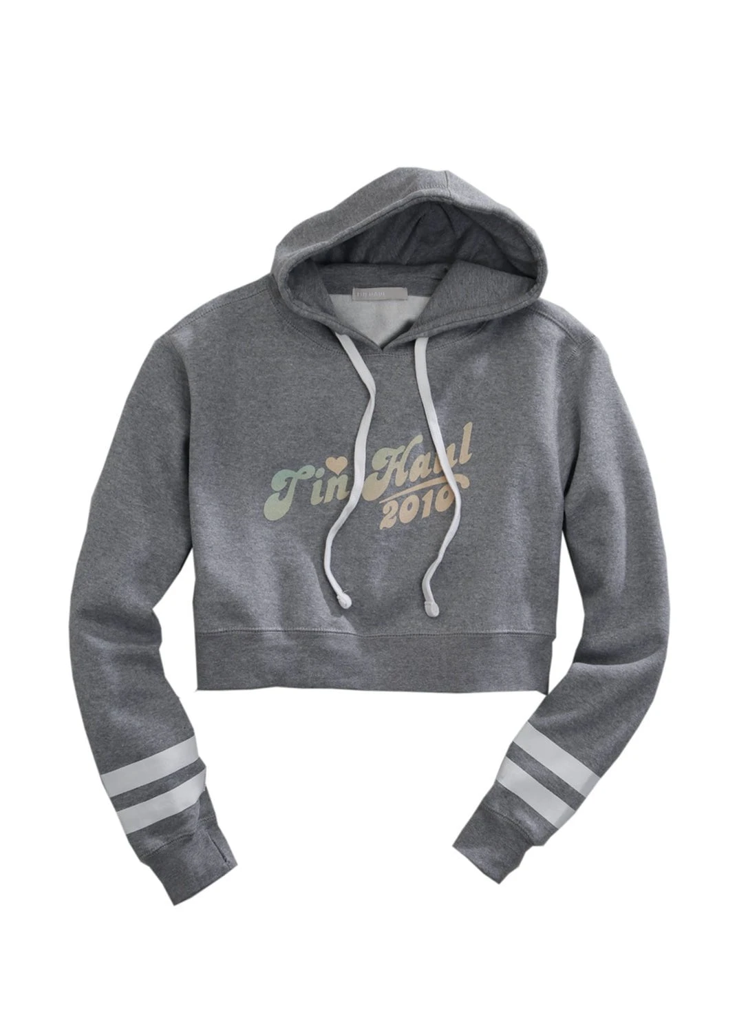 Tin Haul Womens Grey Cotton Blend Bubble Letters Heart Hoodie 1 Tin Haul Womens Grey Cotton Blend Bubble Letters Heart Hoodie