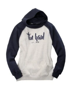 Tin Haul Womens Navy/Oatmeal Cotton Blend Script Hoodie