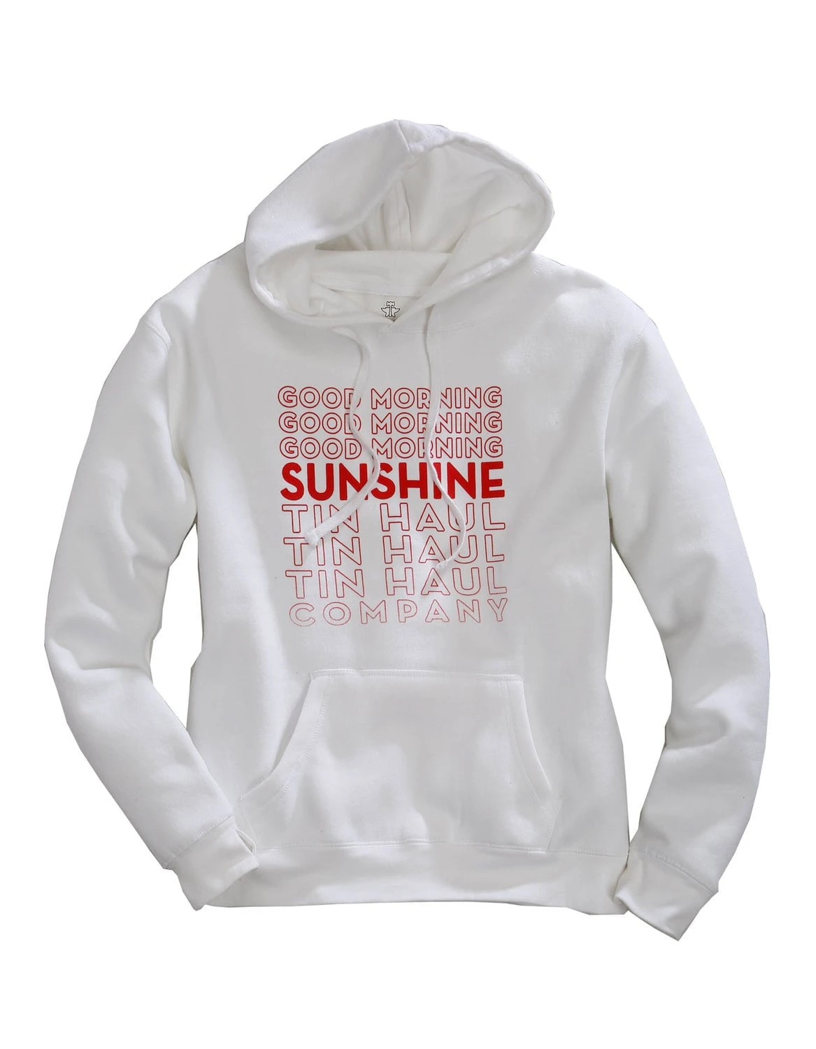 Tin Haul Womens White/Red Cotton Blend Good Morning Sunshine Hoodie 1 Tin Haul Womens White/Red Cotton Blend Good Morning Sunshine Hoodie