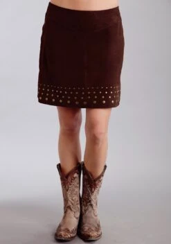 Stetson Ladies Brown Leather Suede Lamb Studded Skirt 6 -Stetson Shop 1106005390600b 393136c3 cca5 4457 835b e5166f0c59e3
