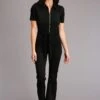 Stetson Womens Black Cotton Blend Stretchy Jumpsuit S/S Jumper