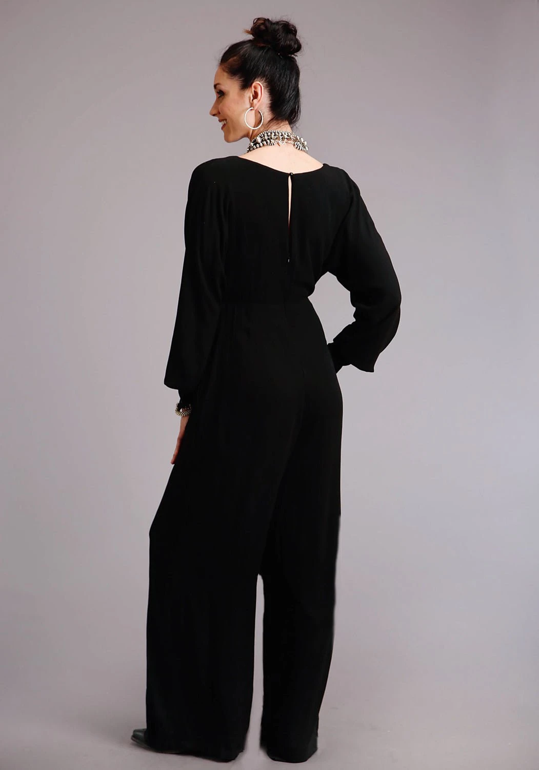 Stetson Womens Black Rayon/Nylon Wide Leg L/S Jumper 2 Stetson Womens Black Rayon/Nylon Wide Leg L/S Jumper - Image 2