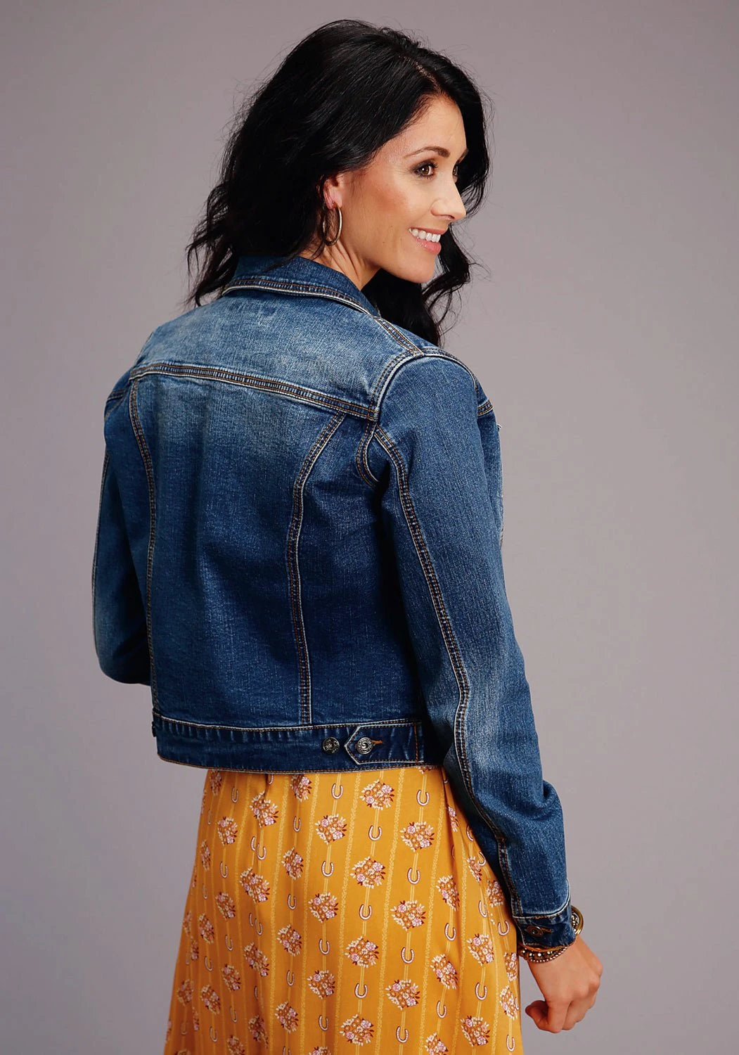 Stetson Womens Blue Cotton Blend Denim Straight Yoke Jacket 3 Stetson Womens Blue Cotton Blend Denim Straight Yoke Jacket - Image 3