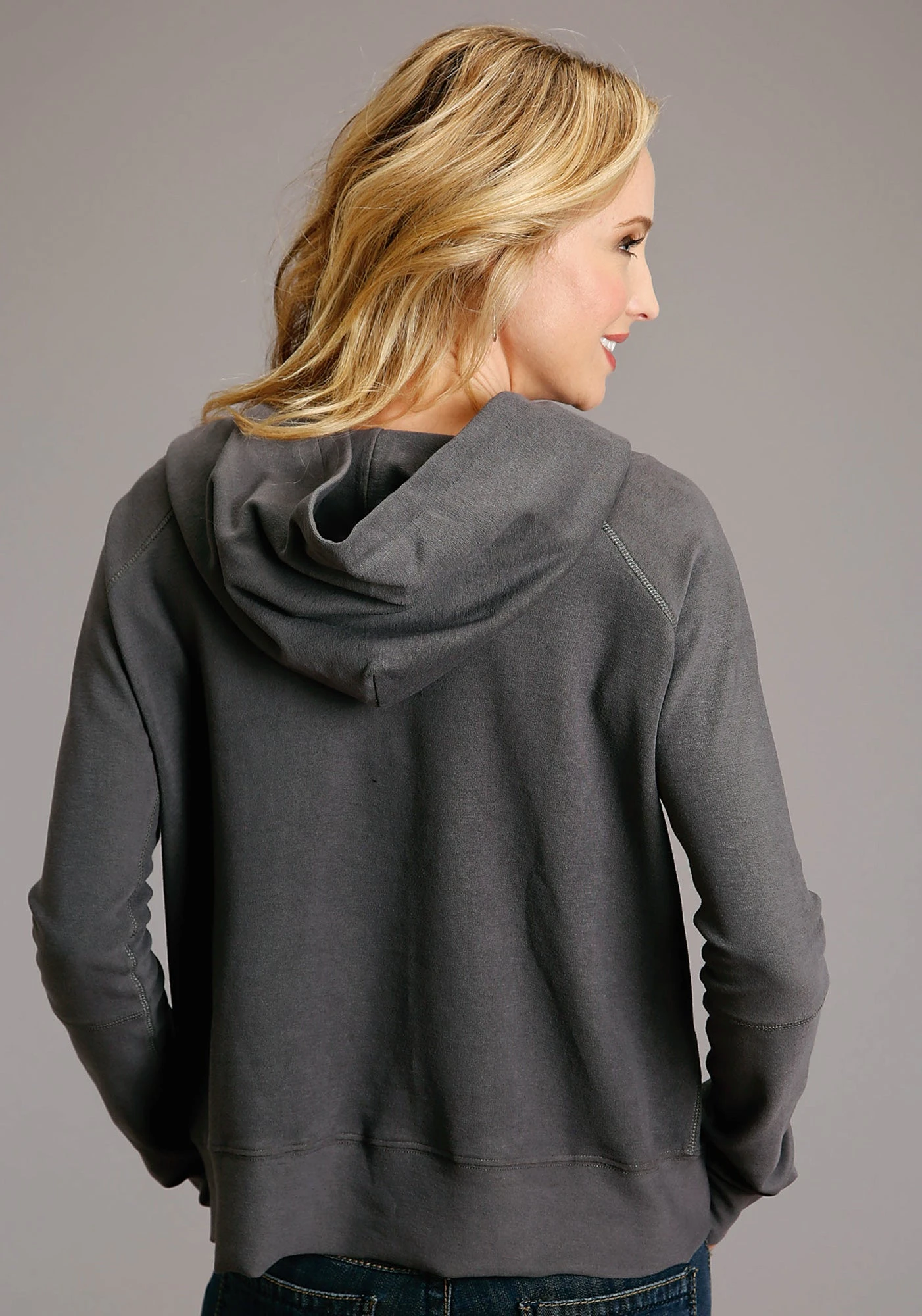 Stetson Womens Charcoal 100% Cotton Twill Ties Hoodie 3 Stetson Womens Charcoal 100% Cotton Twill Ties Hoodie - Image 3