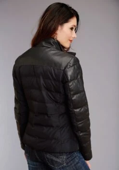 Stetson Womens Navy Lamb Leather Puffy Quilted Jacket -Stetson Shop 1109805397053c
