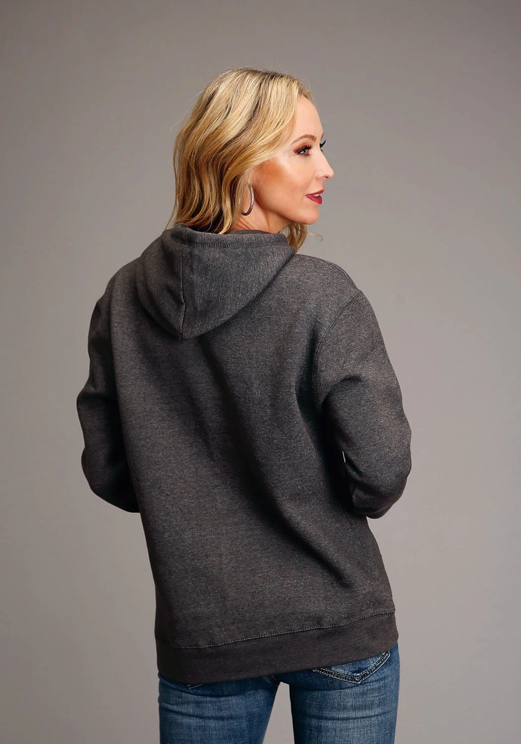 Stetson Womens Graphite Grey Cotton Blend Crest Logo Hoodie 3 Stetson Womens Graphite Grey Cotton Blend Crest Logo Hoodie - Image 3