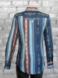 Rockmount Womens Blue Multi 100% Cotton Serape Pattern Western L/S Shirt