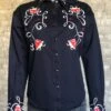 Rockmount Womens Navy 100% Cotton Art Deco Tulip Western L/S Shirt