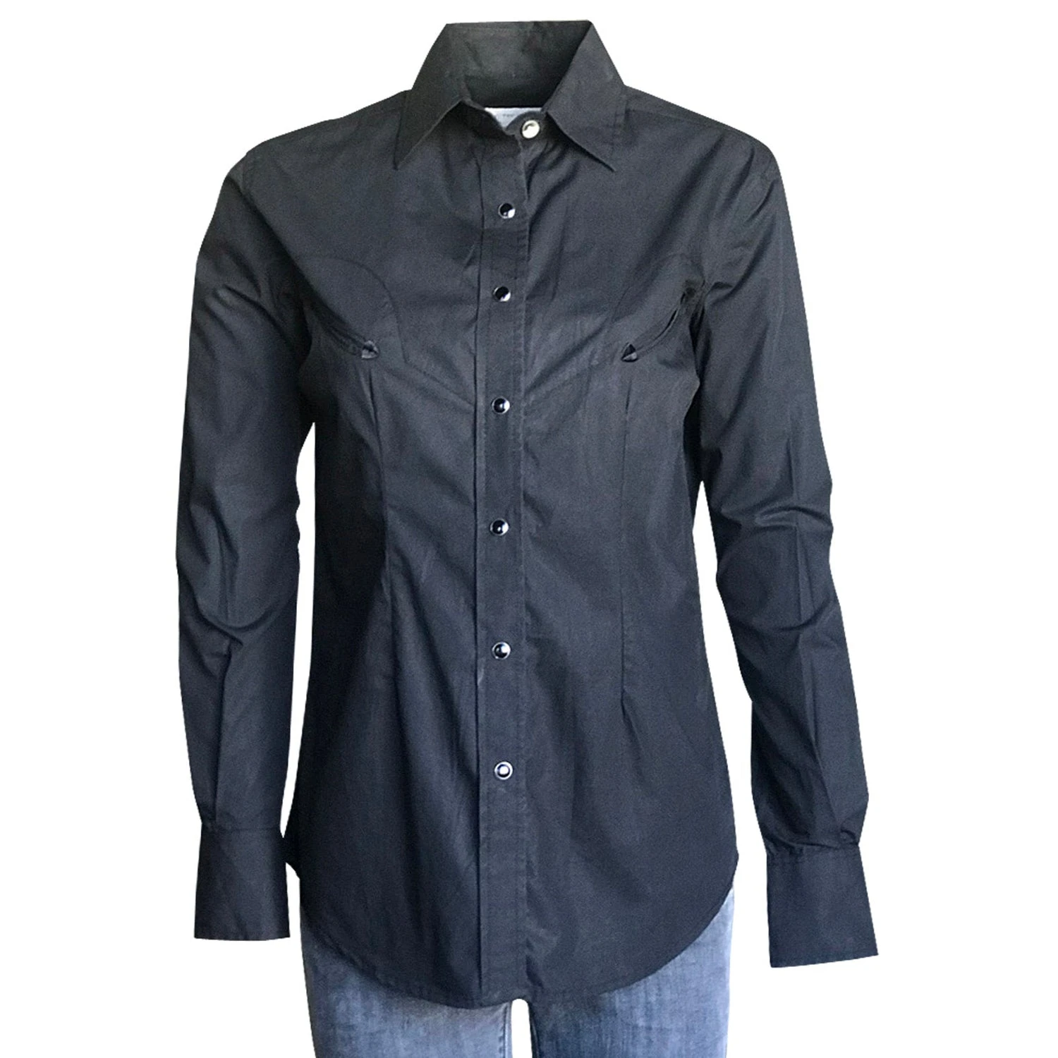 Rockmount Womens Black 100% Cotton Solid Western L/S Shirt 1 Rockmount Womens Black 100% Cotton Solid Western L/S Shirt