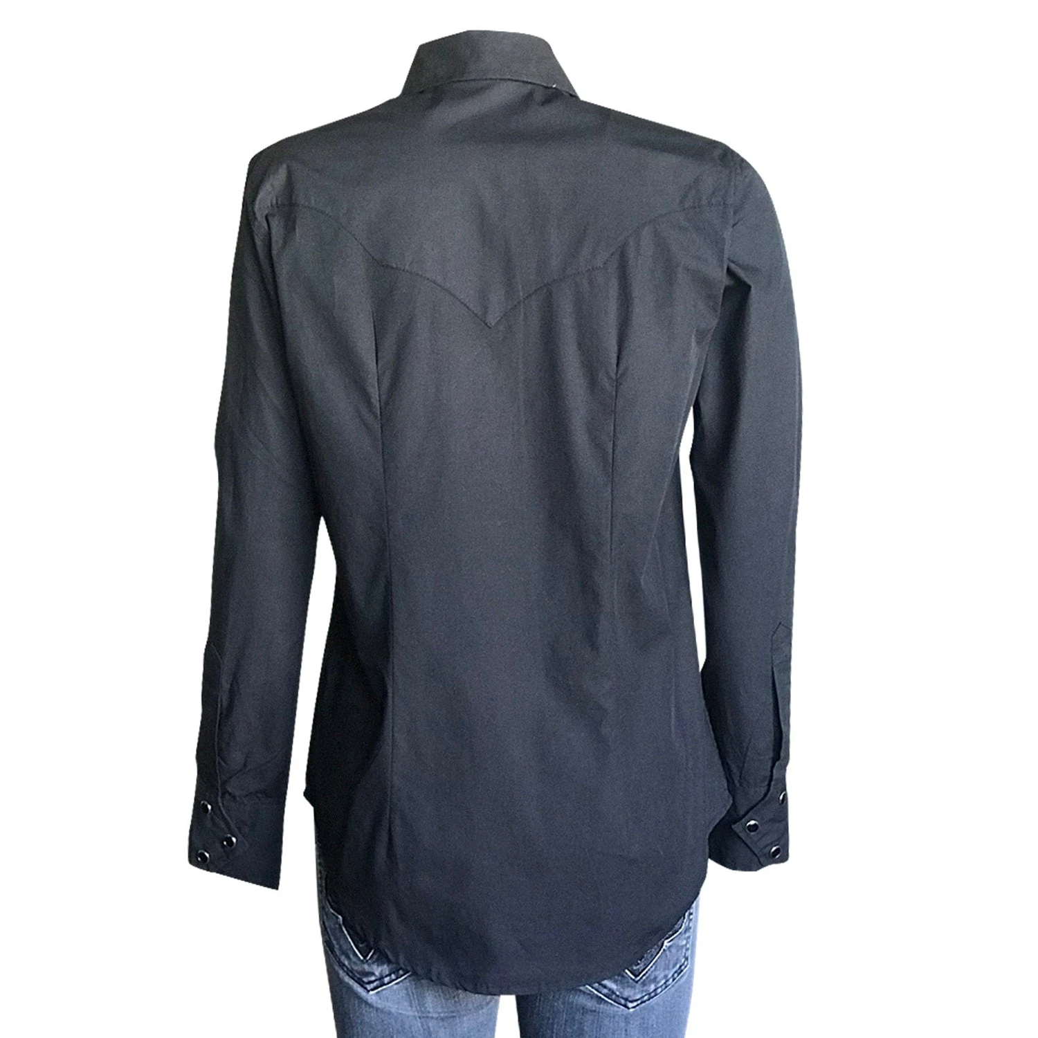 Rockmount Womens Black 100% Cotton Solid Western L/S Shirt 2 Rockmount Womens Black 100% Cotton Solid Western L/S Shirt - Image 2