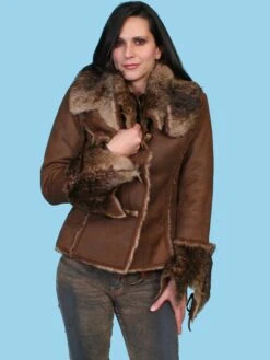 Scully Ladies Faux Toggle Fur Jacket Java 100% Polyester Luxurious L