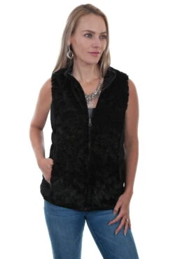 Scully Womens Black Polyester Faux Fur Vest