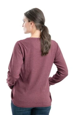 Berne Maroon Cotton Blend Womens Heavyweight Rib Knit Henley L/S 5 Berne Maroon Cotton Blend Womens Heavyweight Rib Knit Henley L/S -Stetson Shop BSW43MN Back1