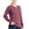 Berne Maroon Cotton Blend Womens Heavyweight Rib Knit Henley L/S