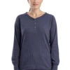 Berne Steel Blue Cotton Blend Womens Heavyweight Rib Knit Henley L/S