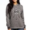 Cowgirl Up Womens Metallic Print French Terry Heather Grey Cotton Blend Hoodie