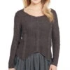 Cowgirl Up Womens Charcoal Cotton Blend Braiding Sweater