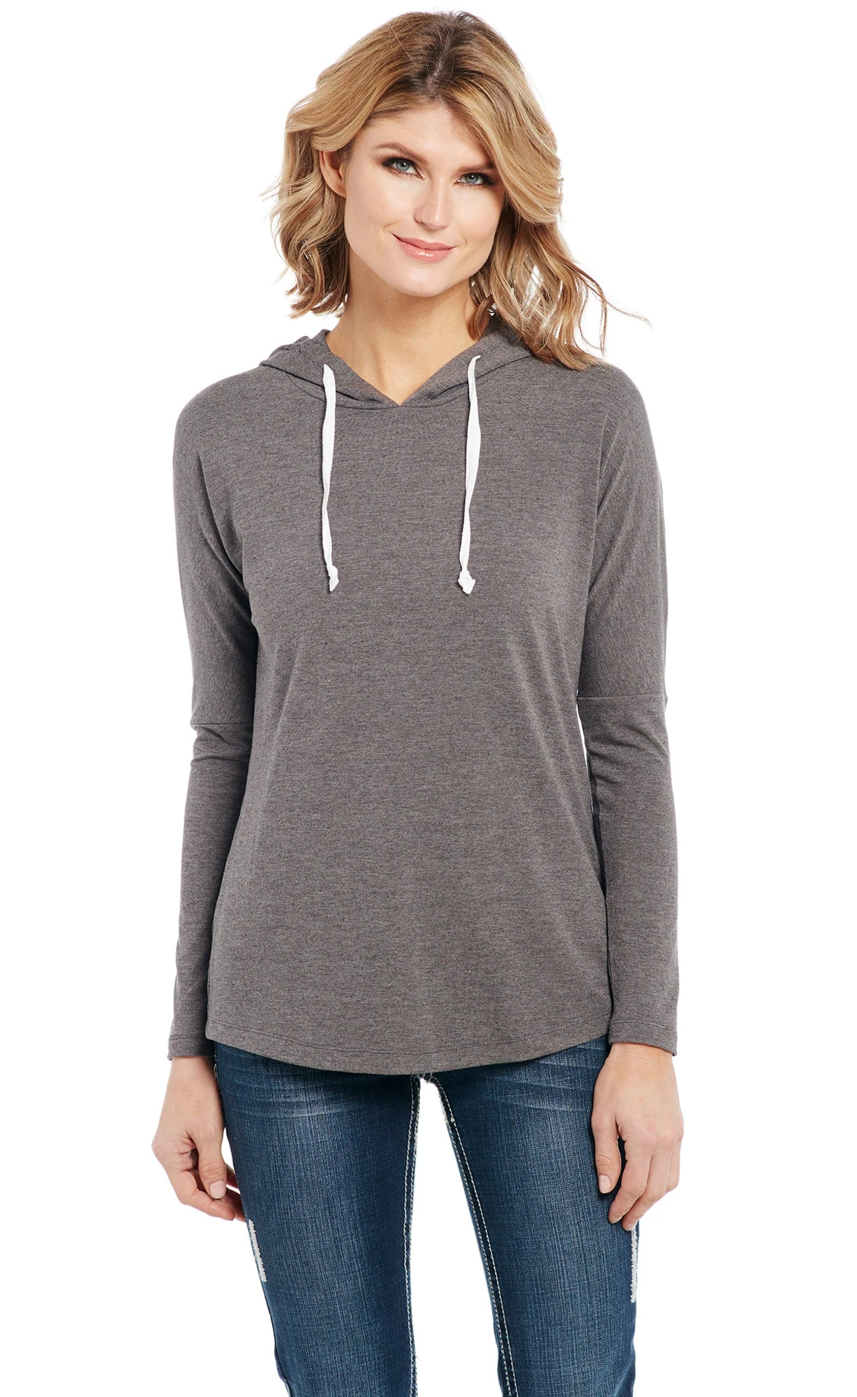 Cowgirl Up Womens Gray Rayon Lace Back Panel Hoodie 1 Cowgirl Up Womens Gray Rayon Lace Back Panel Hoodie