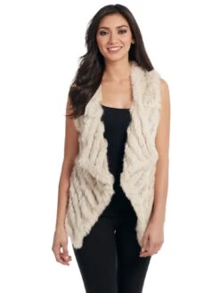 Cripple Creek Womens Stone Rabbit Fur Fitted Vest