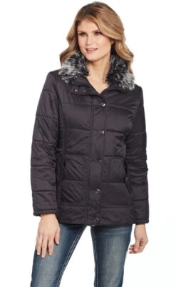 Cripple Creek Womens Black Nylon Water-Resistant Barn Coat