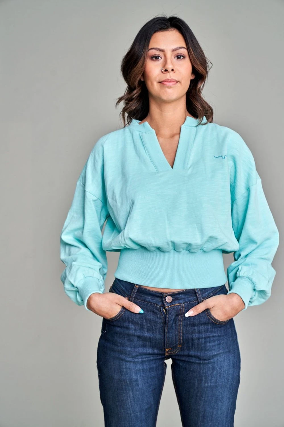 Kimes Ranch Womens Dewey V Neck Turquoise 100% Cotton Pullover Sweater 1 Kimes Ranch Womens Dewey V Neck Turquoise 100% Cotton Pullover Sweater