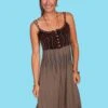 Scully Womens Brown 100% Cotton Empire S/L Dress