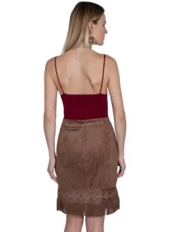 Scully Womens Chocolate Polyester Fringe Skirt -Stetson Shop HC252 CHO 4
