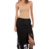 Scully Womens Black Rayon Front Slit Skirt