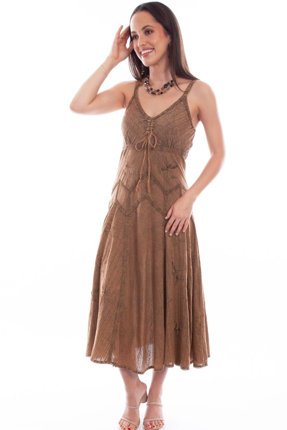 Scully Honey Creek Womens Spaghetti Strap Dress Copper 100% Cotton Long 1 Scully Honey Creek Womens Spaghetti Strap Dress Copper 100% Cotton Long