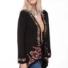 Scully Womens Black Viscose Shark Bite Cardigan