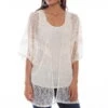 Scully Womens Sand Cotton Blend Lace Tank Cardigan