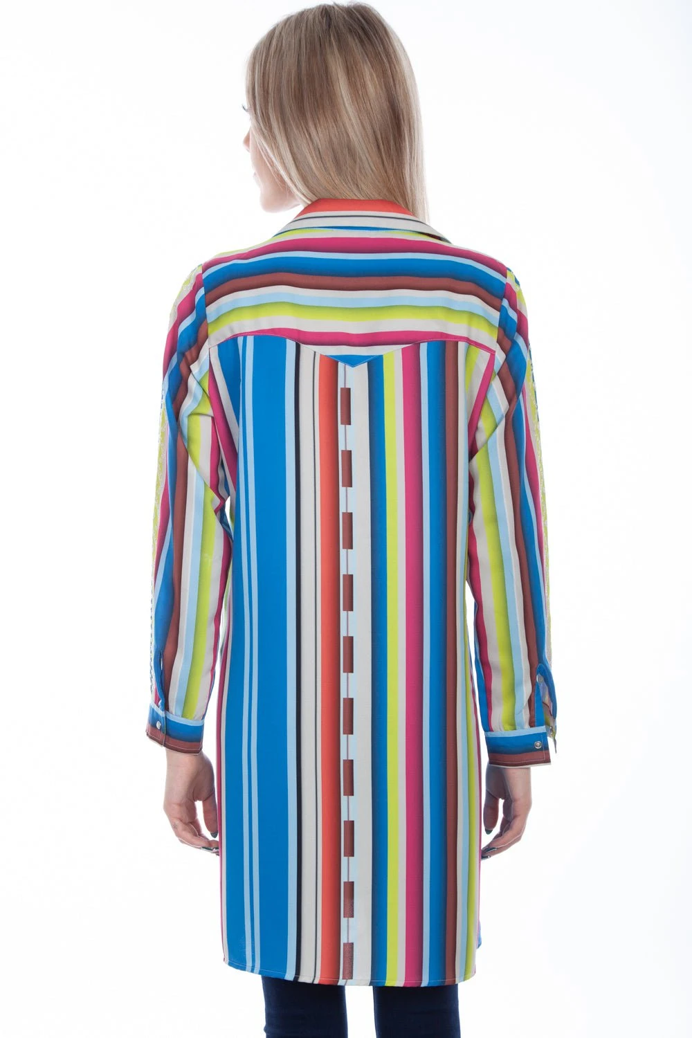 Scully Womens Multi-Color 100% Polyester Striped Duster 2 Scully Womens Multi-Color 100% Polyester Striped Duster - Image 2