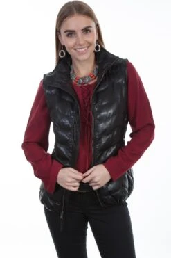 Scully Womens Black Soft Lamb Puffer Vest XL