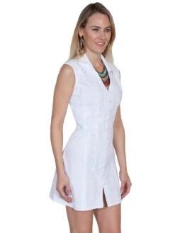 Scully Womens White 100% Cotton Floral Vine S/L Dress -Stetson Shop PSL 177 WHT 3q 4f5255f7 bfc2 4934 b615 431121e0c2f1