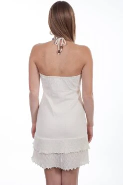 Scully Womens Natural 100% Cotton Tie Back S/L Dress -Stetson Shop PSL 218 NAT bk