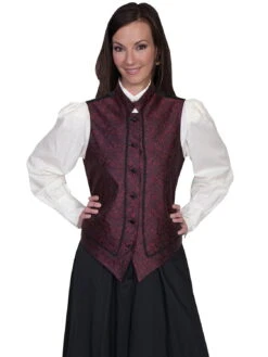 Scully Rangewear Womens Red Polyester Rickrack Band Collar Vest XL