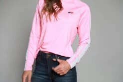 Kimes Ranch Womens K1 Tech Tee Pink Heather Polyester Blend L/S Tshirt -Stetson Shop k1 tech tee pink womens 3 scaled 1