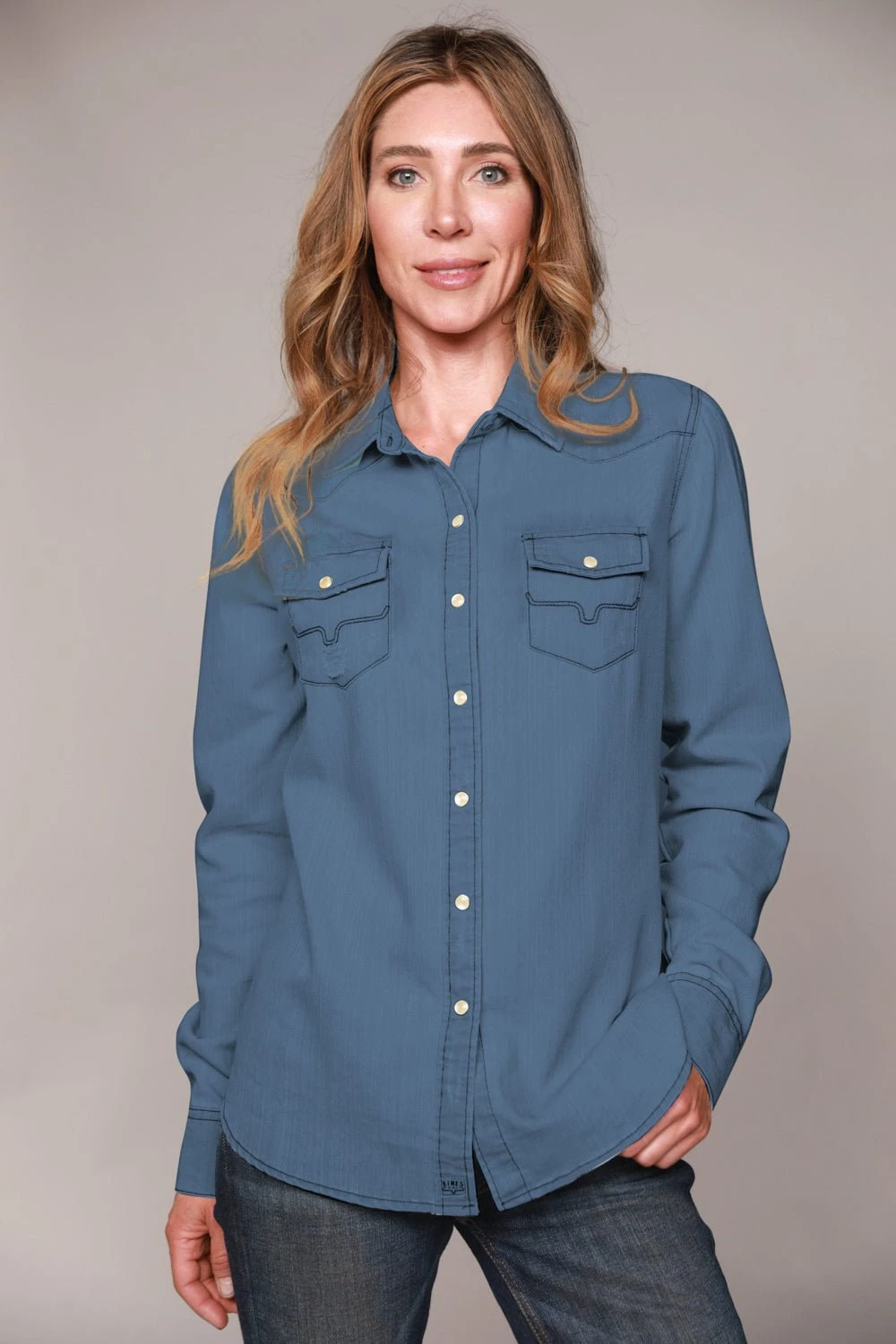 Kimes Ranch Womens Kaycee Top Dark Denim Cotton Blend L/S Shirt 2 Kimes Ranch Womens Kaycee Top Dark Denim Cotton Blend L/S Shirt - Image 2