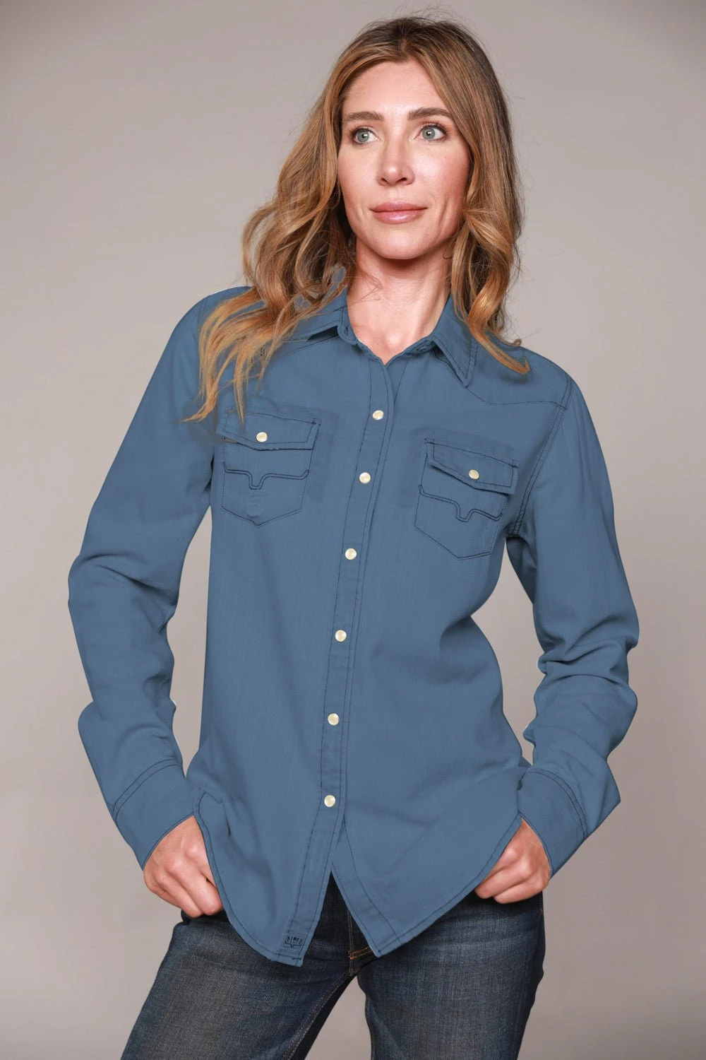 Kimes Ranch Womens Kaycee Top Dark Denim Cotton Blend L/S Shirt 3 Kimes Ranch Womens Kaycee Top Dark Denim Cotton Blend L/S Shirt - Image 3