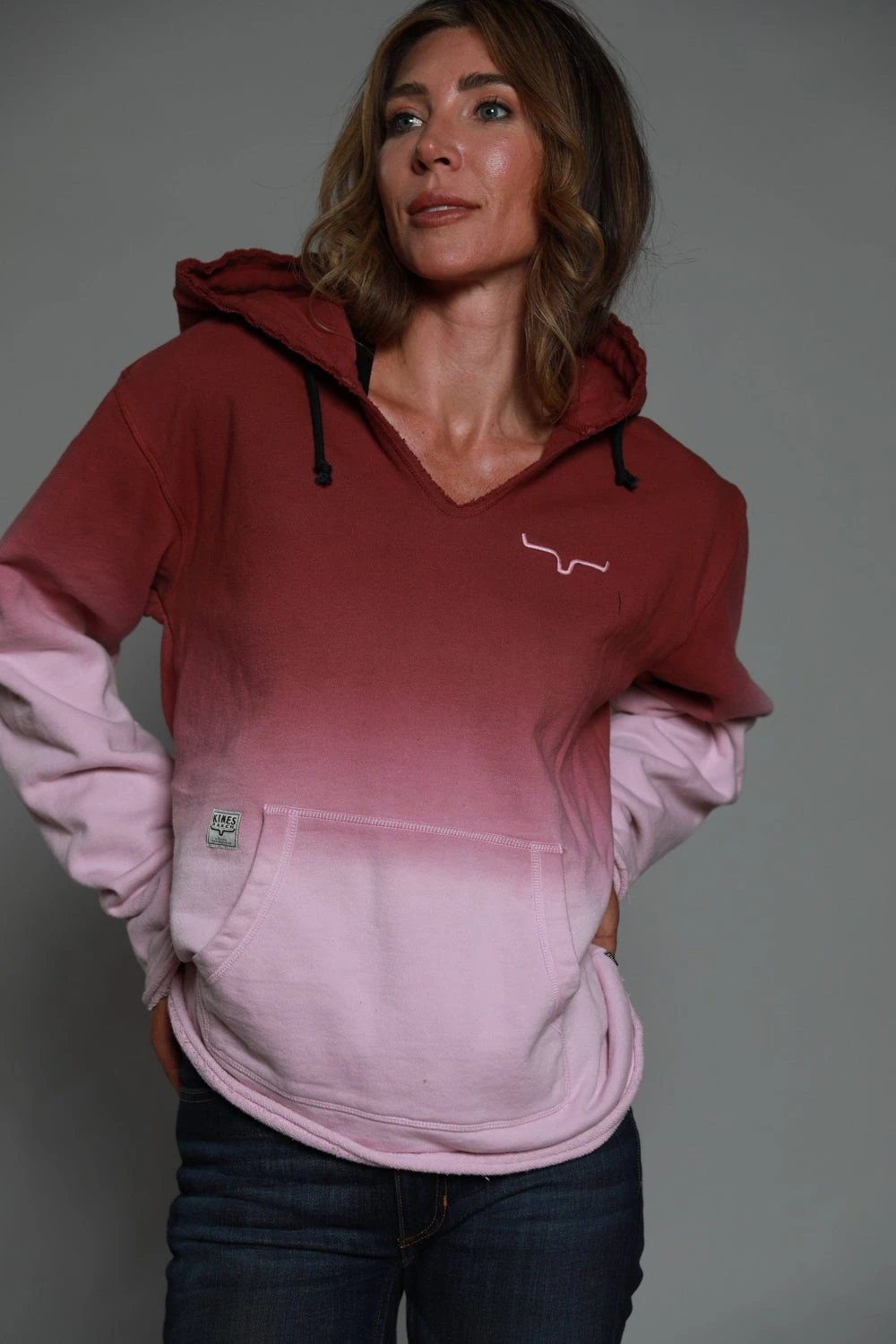 Kimes Ranch Womens Santa Fe Fleece Dark Red 100% Cotton L/S Hoodie 1 Kimes Ranch Womens Santa Fe Fleece Dark Red 100% Cotton L/S Hoodie