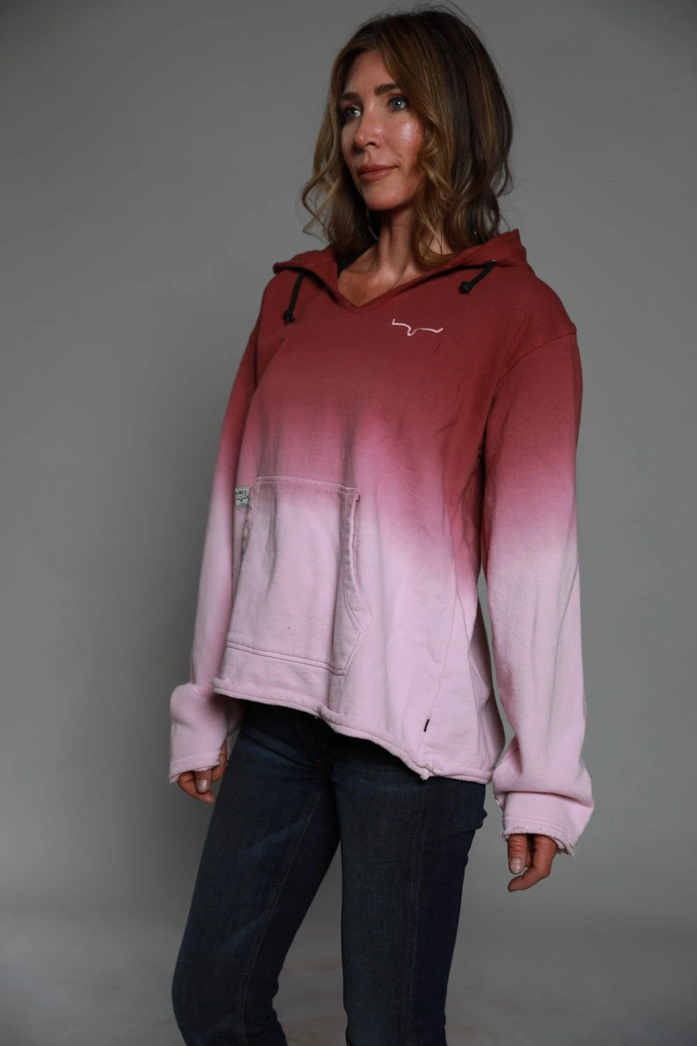 Kimes Ranch Womens Santa Fe Fleece Dark Red 100% Cotton L/S Hoodie 2 Kimes Ranch Womens Santa Fe Fleece Dark Red 100% Cotton L/S Hoodie - Image 2