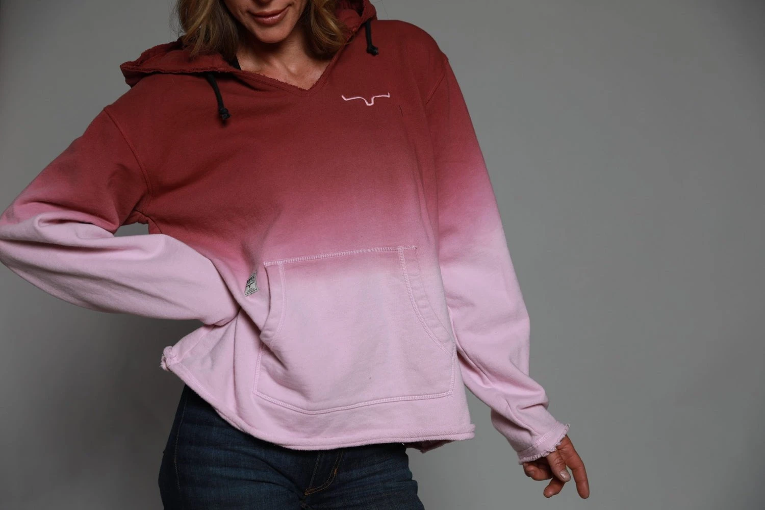 Kimes Ranch Womens Santa Fe Fleece Dark Red 100% Cotton L/S Hoodie 3 Kimes Ranch Womens Santa Fe Fleece Dark Red 100% Cotton L/S Hoodie - Image 3